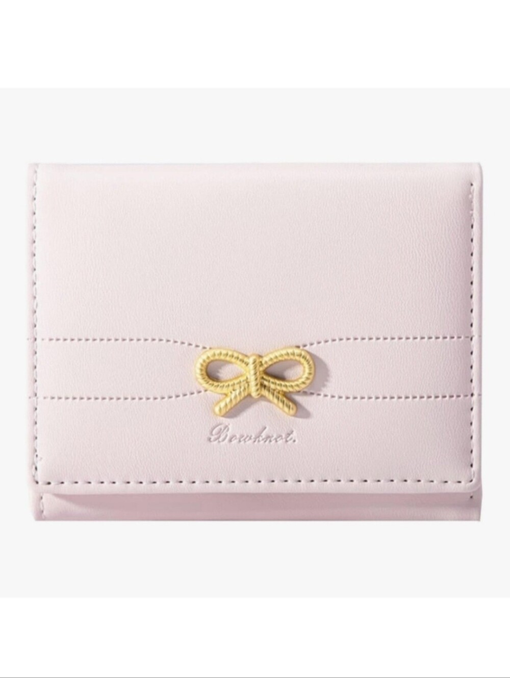 🎀 Ballerina Pink Trifold Wallet with Coquette Gold Bow Accent